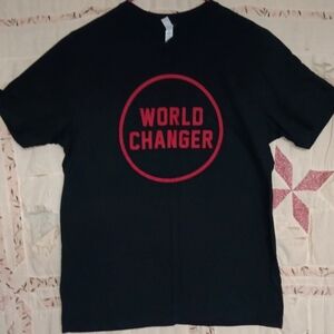 Men's Bella Canvas world changer black and red shirt XL 46" chest